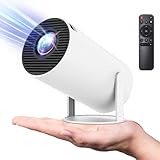 Tragbarer Projektor 4K Heimkino Smart Beamer unterstützt WiFi 6 und BT 5.0 mit Android OS 11.0, Automatische Trapezkorrektur, All Round-Design, 130-Zoll-Display, 360-Grad-Flip HDMI Mini Projektor