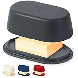 Moderne dunkelgraue Butterdose mit Deckel – spülmaschinenfest – perfekte Größe für große europäische Butters