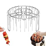 Luftfritteusen-barbecue-grill Vertikaler Kebab-grill,fryer Grillspieße | Edelstahl Senkrechter,air Fryer Barbecue Grill Vertikal Barbecue Kebab,Edelstahl Airfryer Zubehör Mit 48 Stück Grillspieße-A