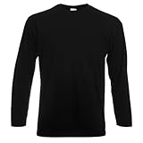 Fruit of the Loom Herren Valueweight Long Sleeve Sporttop, Schwarz, L
