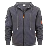 Kapuzenjacke Herren Plüsch Gefütterte Full Zip Kapuzenjacke mit Kapuze Warme Hoodie Rundhals Winter Sweatshirt Langarm Einfarbig Fleecejacke Baggy Pullover Leicht Kapuzenpullover Jacke Übergangsjacke