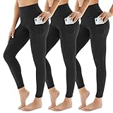 AMIYOYO Sport Leggings Damen mit Tasche High Waist Leggins Blickdicht Sporthose Bauchweg Sportleggins Lang Dehnbar Hose Yoga für Gym Fitness 3er Pack