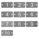 Rechteckige Metall-Nummernschilder aus Edelstahl, mit zwei Löchern (1–10)