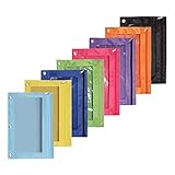 8 Stück Federmäppchen mit Reißverschluss mit buntem Stoffetui für robusten Ordner und mit Sichtfenster wie abgebildet