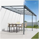 Terrassendach Aluminium transparentes Dach | Terrassenüberdachung Veranda grau 435 x 300 cm