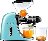 Fretta Slow Masticating Juicer Machine, BPA Free Cold Press Juicer with Wide Dual Feed Chute, Auto Reverse, High Nutrient Extraction, Quiet Motor, Navy Blue (Navy Blue)