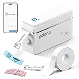 POLONO Etikettendrucker, P31s Bluetooth Etikettiergerät Selbstklebend Beschriftungsgerät Mini Label Printer Tragbarer Labeldrucker mit iOS Android,Für Zuhause, Büro, Weiß