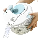 Salatschleuder - Gemüsewäscher Abtropfkorb Spülbehälter,5L Manuelle Handkurbel Entwässerungswerkzeug für Haushalt Kochen BBQ & Imbiss