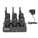 HESENATE HT66 Plus Anzeige Walkie Talkie mit 6-Wege-Ladegerät, PMR446 Funkgeräte Set, Lizenzfreies Funkgerät, Professionelles Walky Talky, 16 Kanäle Woki Toki VOX mit Kopfhörer (Schwarz, 6er Set)