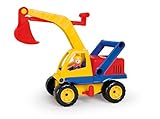 Lena 04151 Aktiv Bagger, ca. 35cm, mit beweglicher Lena Spielfigur, Baustellen Spielfahrzeug für Kinder ab 2 Jahre, robuster Schaufelbagger mit funktionstüchtigen Baggeram und Haltegriff