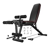 Hantelbank Verstellbar Mit Beinpresse | Heimfitness Hantelbank Für Zuhause | Flachbank | Langhantelbank Für Zu Hause Oder Im FitnessstudioBlack,One Size