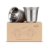 RECAPS 80 ml Edelstahl-Espressotassen-Set - 2er-Pack Doppelwandige 304-Edelstahl-Demitasse-Becher 2,7 Unzen