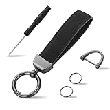 AOZUO Echtes Leder Auto Schlüsselanhänger, Universal Leder Schlüsselanhänger vom Typ O und D, Schlüsselring für Autoschlüssel für Frauen, Männer (mit 2 Schlüsselring und 1 Schraubendreher)