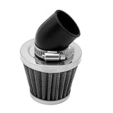 Ollanoos Universal Schwarz Luftfilter 34mm 35mm 36mm für Motorrad Scooter ATV Moped, 45 Grad Biegung Doppelschicht Stahl Filter
