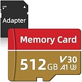 TF Karte 512GB, Speicherkarte mit Adapter, Datenspeicher Memory Karte für Foto- und Video-Aufnahmen, Mini-Flash-Speicherkarten ideal für Handy, Kamera, Tablet oder Drone