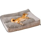 DUOLEH Orthopädisches Hundecouch, Waschbares Hundebett für Grosse Hunde, rutschfest Hundekorb, Abnehmbarem Hundekörbchen, Kissen Haustiere, Hundekissen Flauschig (60x47x18cm,Hellgrau)