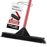 Tyroler Staubfänger Gummibesen mit Stiel | Kehrbesen-Kopf aus 100% Naturkautschuk 41 cm | Besen mit Stiel und 140 cm Anti-Rost-Griff | | Besen Innen | Gummibesen Tierhaare