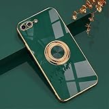 EYZUTAK Hülle für iPhone 7 Plus iPhone 8 Plus, Glänzend Weiche Silikon TPU Slim Case mit 360 Grad Ring Ständer Bumper Stoßfest Schutzhülle Fingerhalter Magnetische Autohalterung Cover - Dunkel Grün