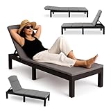 MEBEL ELITE Sonnenliege Klappbar Rattan – Liegestuhl Garten mit Matratze und Verstellbarer Rückenlehne – Stabile Gartenliege aus Polyrattan – Gartenliege Wetterfest und UV-beständig, bis 120 kg, Grau