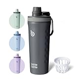 bottlebottle BOTTLE BOTTLE Shaker Edelstahl Trinkflasche 26oz mit Mischkugel, Protein Eiweiß Fitness, BPA frei, Doppelwandig Thermos und Sportflasche (Grau)