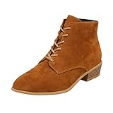 Schuhe Sneaker Damen Wasserdichte GummiStiefel aus massivem mit Schnürung vorne seitlicher Reißverschluss mit klobigem Absatz kurze Stiefel Schuhe Sneaker Damen Wasserdichte GummiStiefel (Brown, 41)