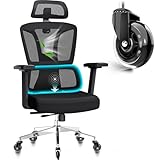 MELOKEA Bürostuhl Ergonomisch, Bürostuhl 200 KG, 4D-Armlehnen, Verstellbare Sitztiefe, Gummirollen, 4-stufige Neigung, Hohe Lehne, Bequem für Große Menschen, Schreibtischstuhl 200 KG