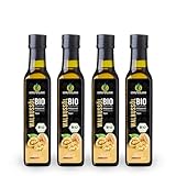 Kräuterland Bio Walnussöl 4x250ml (1Liter), Walnusskernöl, nativ, kaltgepresst, glasflasche - Speiseöl zum Kochen, Backen & Salate - Nussöl in Premium Qualität