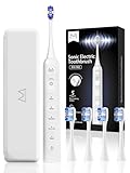 Marlincare Elektrische Zahnbürste, Schallzahnbürste für Erwachsene – 180 Tage Akku, 5 Modi, IPX8 Wasserdicht, Leise ≤55dB, USB-C, Ultraschall Zahnbürste mit 4 Bürstenköpfe & Reiseetui, Weiß