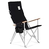 FOXCAMP Klappstuhl Campingstuhl für draußen, hohe Rückenlehne, Rasenstühle, schwarz, leicht, tragbar, Klappstuhl mit Getränkehalter, Tasche für Terrasse, Sport, Outdoor