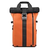 Besnfoto Kamerarucksack Wasserdicht Fototasche Rolltop für DSLR SLR Spiegellose Kamera mit Laptopfach, Orange/Abendrot im Zickzackmuster (Sunset Chevron), Kamerarucksack Roll-Top