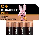 Duracell Plus C Batterien, LR14, 4 Stück, Duracell Batterien C für Alltagsgeräte