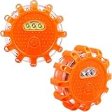 2 Stück LED Warnleuchte, Rundumleuchte LED Warnblinkleuchte mit Magnet und Haken, Wasserdicht,9 Blinkmodi, Batteriebetrieben Warnleuchten Notbeleuchtung Warnlampe Panne für Camping Bergsteigen Wandern