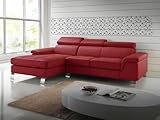 Vente-unique-Ecksofa Leder - Ecke Links - Rot - Mishima