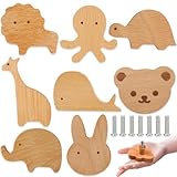 8 PCS Schrankknöpfe Holz fur Kinderzimmer,Tier Holz Schubladengriff,Möbelknöpfe Tierformen,Holz-Kommodenknöpfe mit Schrauben,Holzknäufe mit Tiermotiven,Knauf Für Schränke Tier,Holzknöpfe Schrank