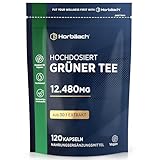 Grüntee Extrakt 12480 mg pro Tagesdosis | 120 Pulver Kapseln | Hochdosiert Green Tea | Vegane | von Horbaach