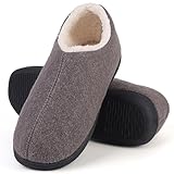 Uniuni Hausschuhe Herren Winter Warme Pantoffeln Memory Foam Rutschfeste Plüsch Hüttenschuhe Damen Bequeme Weiche Kunstpelz Winterschuhe für Indoor Outdoor Grau 38/39