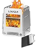 Lixada Campingkocher Holzofen Mini Holzvergaser Faltbar Tragbar Kompakt Hobo Kocher für Picknick BBQ Camping Wandern Reisen (Silver)