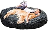 XXL Hundebett Orthopädisch Waschbar Rund Haustierbett für Große Mittelgroße Hunde XL Hundesofa Antistress Kuschelig Hundekissen Memory Foam Hoch Oval Donut Labrador Hundehöhle Grau