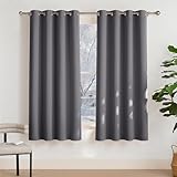 PONY DANCE Verdunklungsvorhänge mit Ösen für Schlafzimmer Thermogardinen Kälteschutz 2er Set H 175 x B 140 cm Grau, Wohnzimmer Vorhänge Fenster Kurz Blickdicht