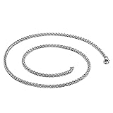 KnBoB Halskette Mann 71 CM, Weizen Kette 2.5MM Silber Edelstahl Herren Halskette Modeschmuck