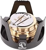 REDCAMP Mini Alkohol Herd für Backpacking, Camping Herd Leichter Messing Spirit Brenner mit Aluminiumständer für Camping Wandern, Alkohol Kocher schwarz