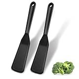 Pfannenwender Silikon 2 Stück, Antihaft Hitzebeständig Silicone Spatula Für Kochen Fisch, Pfannkuchen, Eier, Pizza, BPA-frei (Schwarz)