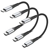 USB C auf USB C Kabel Kurz [3 Stück 15CM], 60W PD 3.0 3A/20V USBC auf USBC Kurz Schnellladekabel Nylon USB C Kabel Kurz Ladekabel für iPhone 16 15 Pro Max, Galaxy S24 S23 S22 S21, iPad, MacBook, Auto
