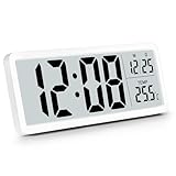Sukeen Digitale Wanduhr batteriebetrieben, Wanduhr Digitaluhr mit großen Ziffern, Temperatur, 12/24 Std, Tischuhr Digitaluhr Wand für Wohnzimmer Schlafzimmer Büro Schule Garage Lagerhaus-Weiß