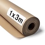 OFITURIA Naturbraunes Kraftpapier 70 g/m² – Rolle 1×3 m – 1 Rolle – Recyclingpapier für Verpackungen, Basteln und Dekoration – Reißfest – Geeignet für Acryl- und Ölfarben