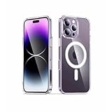 Coverolla Hybrid-Schutzhülle für iPhone, transparent, mit Halolock, Anti-Vergilbung, starker Magnet, kompatibel mit 3,6 m, militärischer Qualität, stoßfeste Schutzhülle (transparent, iPhone 14 Pro Max