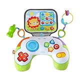 Fisher-Price HGB89 - Babys Controller Spielkissen 'Gaming' zum Spielen in Bauchlage mit 2 Hänge-Spielzeugen, auch für unterwegs, Babyspielzeug für Neugeborene ab der Geburt