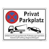 Schild Privatparkplatz Parken Verboten Aluminium Reflektierend 40x30 cm, Schilder für Privatparkplatz Parkverbot Schild Kostenpflichtig Abschleppen, UV-beständig, Wasserfest, Rostfrei, mit Bohrlöcher