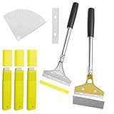 SENLINLIN Tapetenentferner Set, 2 Stück Tapetenkratzer mit 30 Ersatzklingen (4'') und Schutzhülle – 30cm Tapetenschaber mit Gummigriff, für Wandfarbe, Bodenfliesen-Kleber und Etiketten