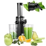 Entsafter AOBOSI-Mini slow juicer mit Rückwärts-Kau-Funktion-saftpresse elektrisch mit Bürste und 2 Tassen- Multifunktions obstpresse-elektrische Fruchtpresse. (45 MM,Schwarz)